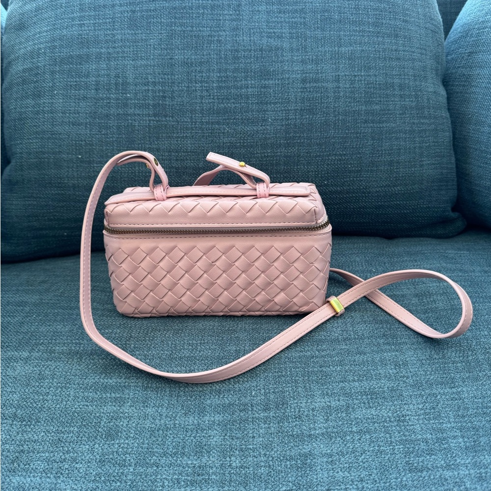Amazon Pink Woven Crossbody Bag